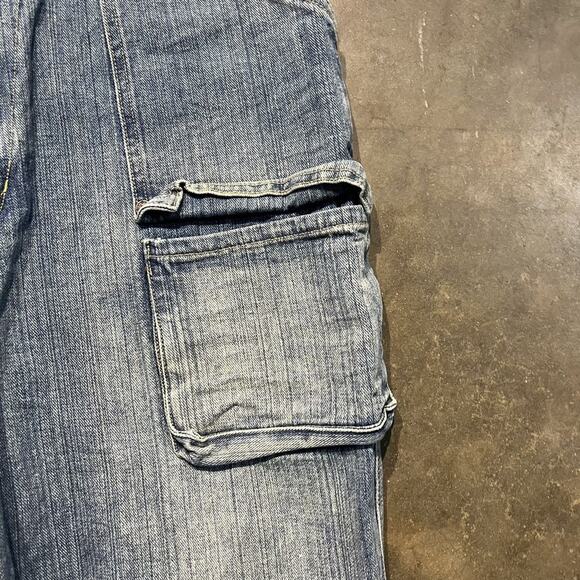 Vintage Y2k Raw Blue Baggy Loose Fit Skater Jorts 34x21 - Picture 2 of 4